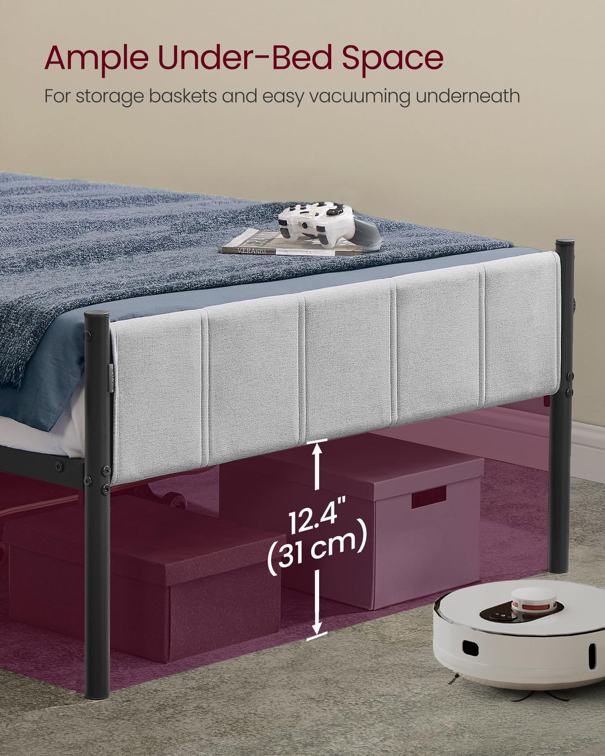 Twin Bed Frame with Upholstered Headboard M40166