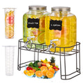 1 Gallon Glass Drink Dispenser with Stand, 2 Pack T215716
