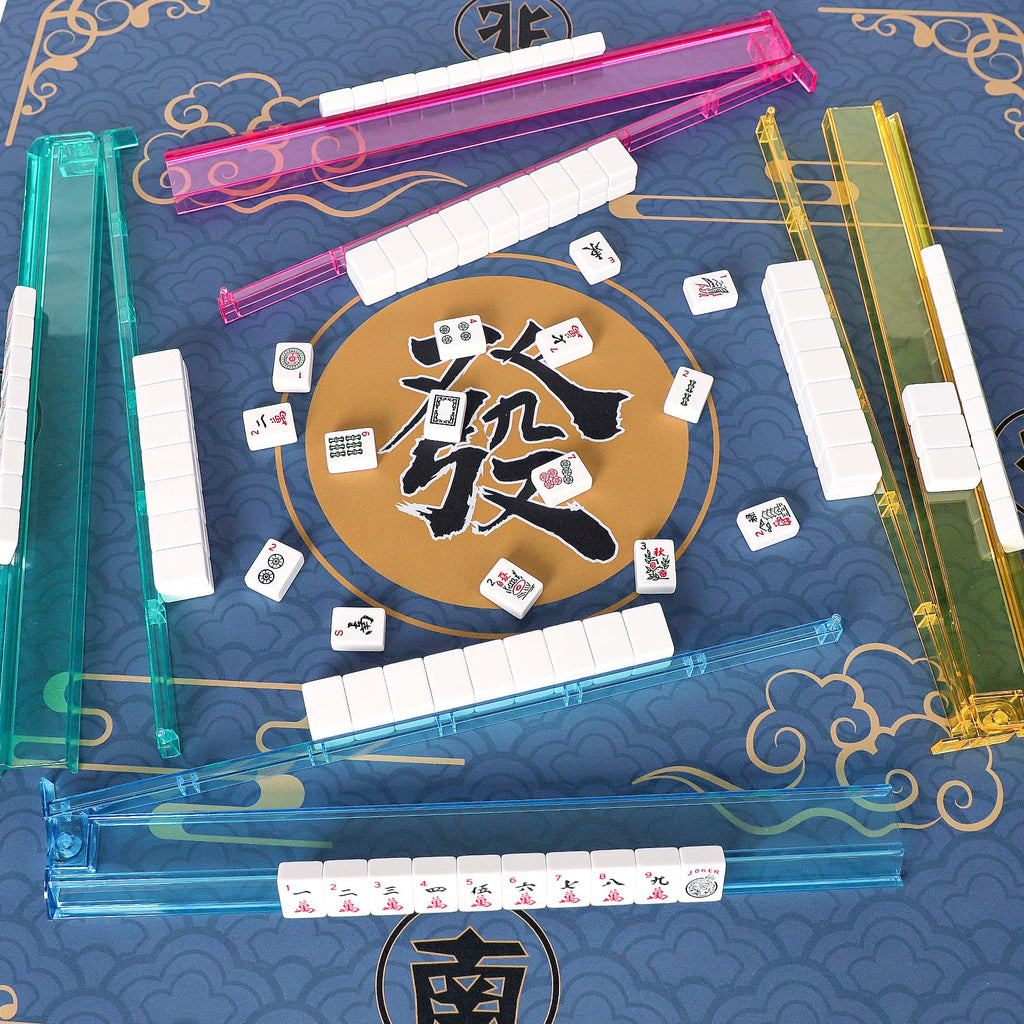 American Mahjong Set 166 White Tiles with Red Bag and Racks E45748