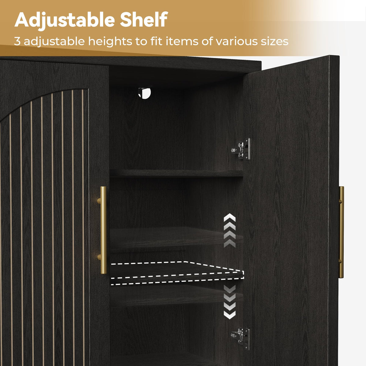 63" Black Wood Buffet Cabinet with Storage E6313