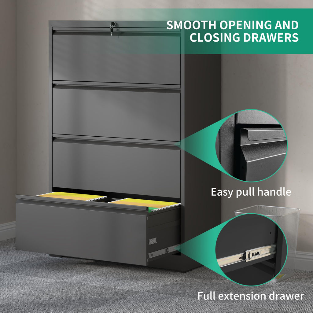 Black 4 Drawer Metal File Cabinet K809