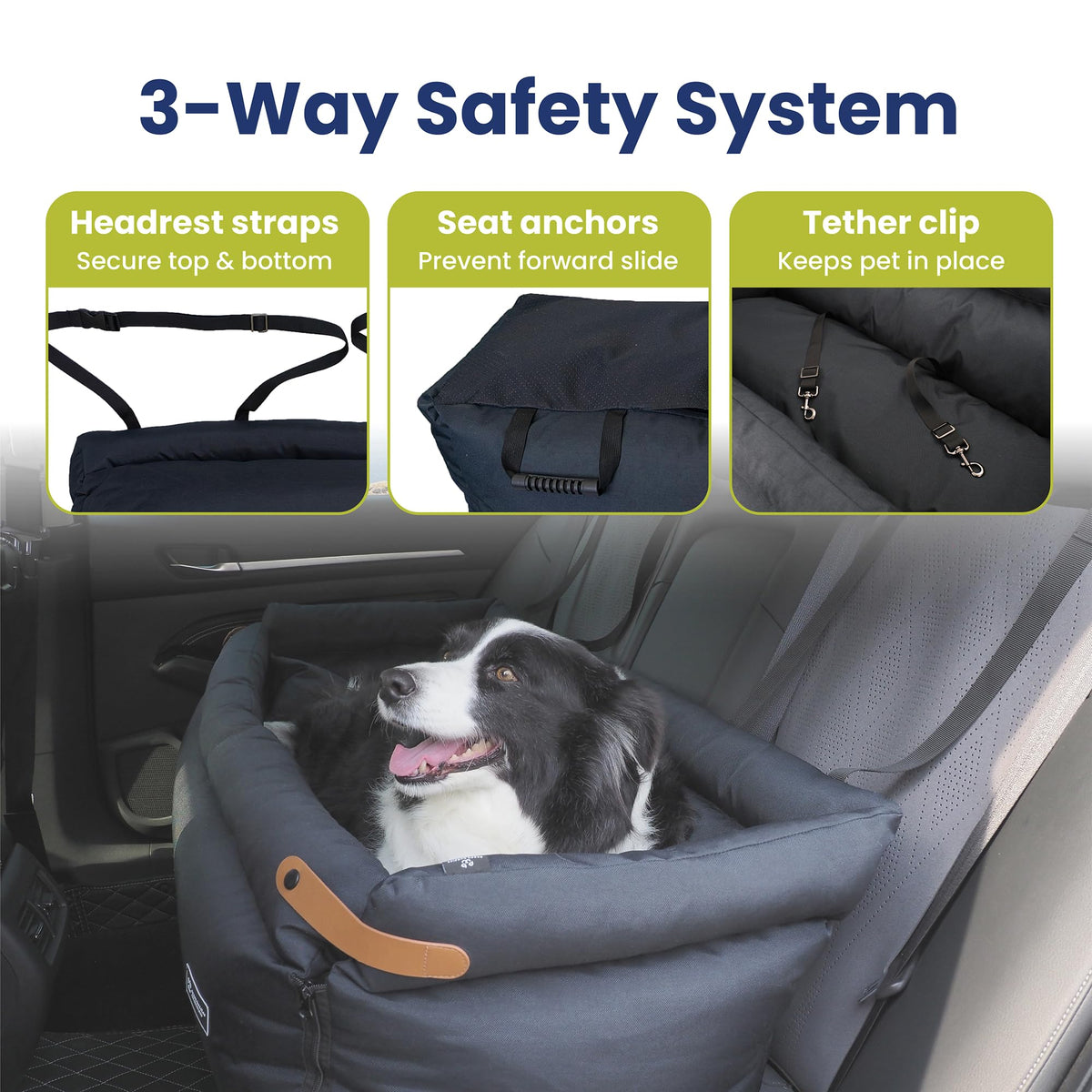 2-in-1 Pet Car Seat & Convertible Travel Dog Bed, XL, Black H250