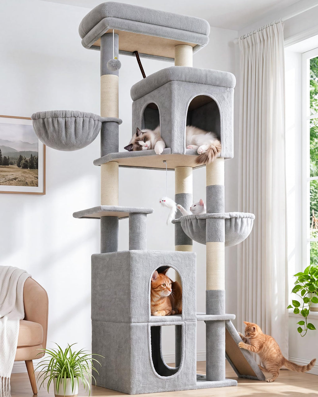 70 inch Light Grey Cat Tree Condos U786571