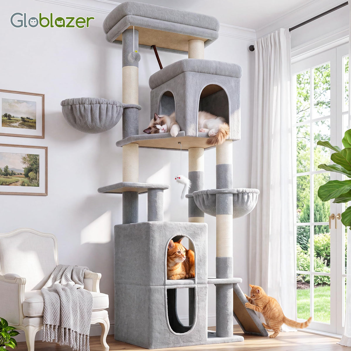 70 inch Light Grey Cat Tree Condos U786571