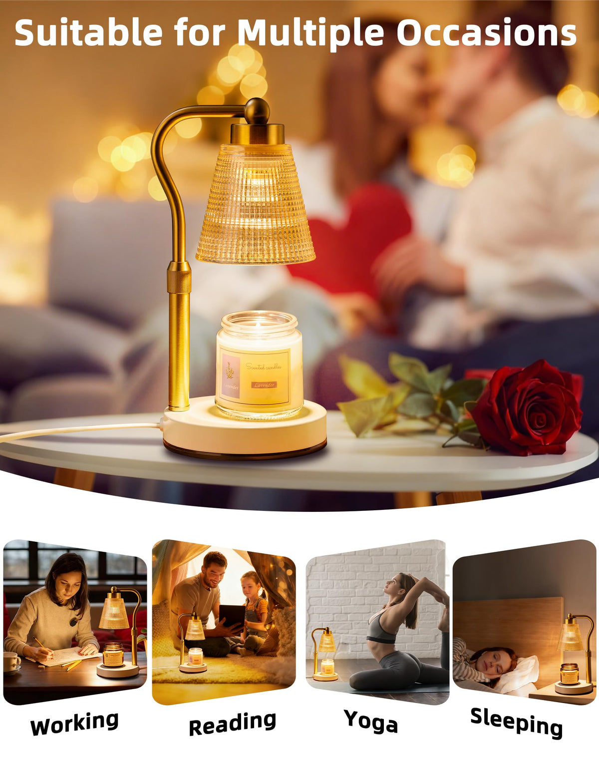 Height Adjustable Dimmable Candle Warmer Lamp with Timer V464024