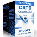 Cat 6 Plenum Cable 1000ft 23AWG Solid CCA 550MHz 10Gbps UTP Ethernet Blue T262236