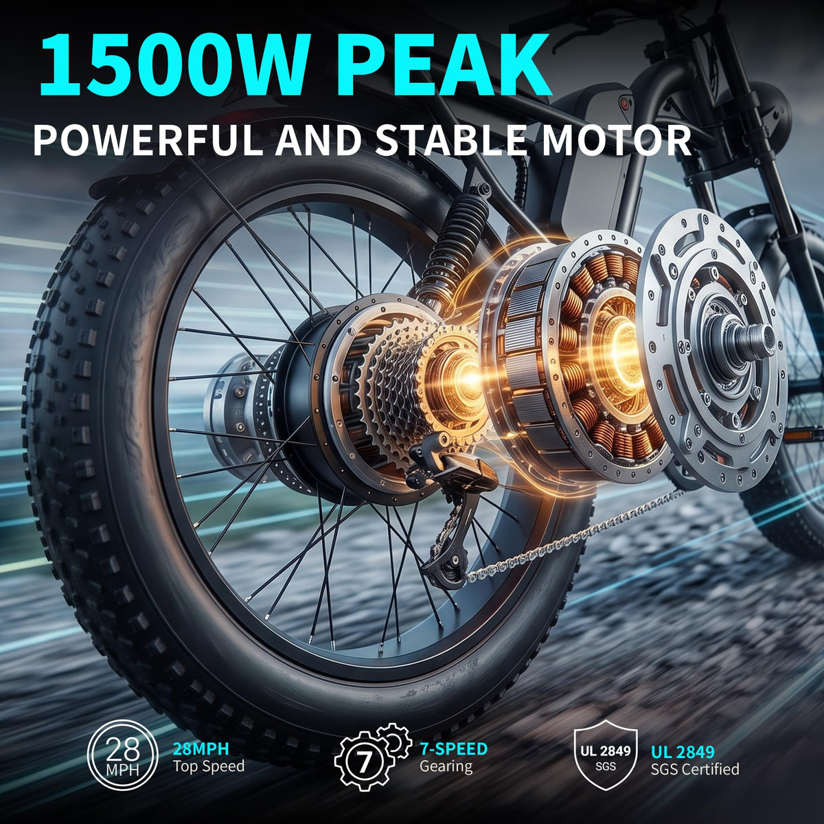 1500W Peak 20" x 4.0" Fat Tire Electric Bike J593364