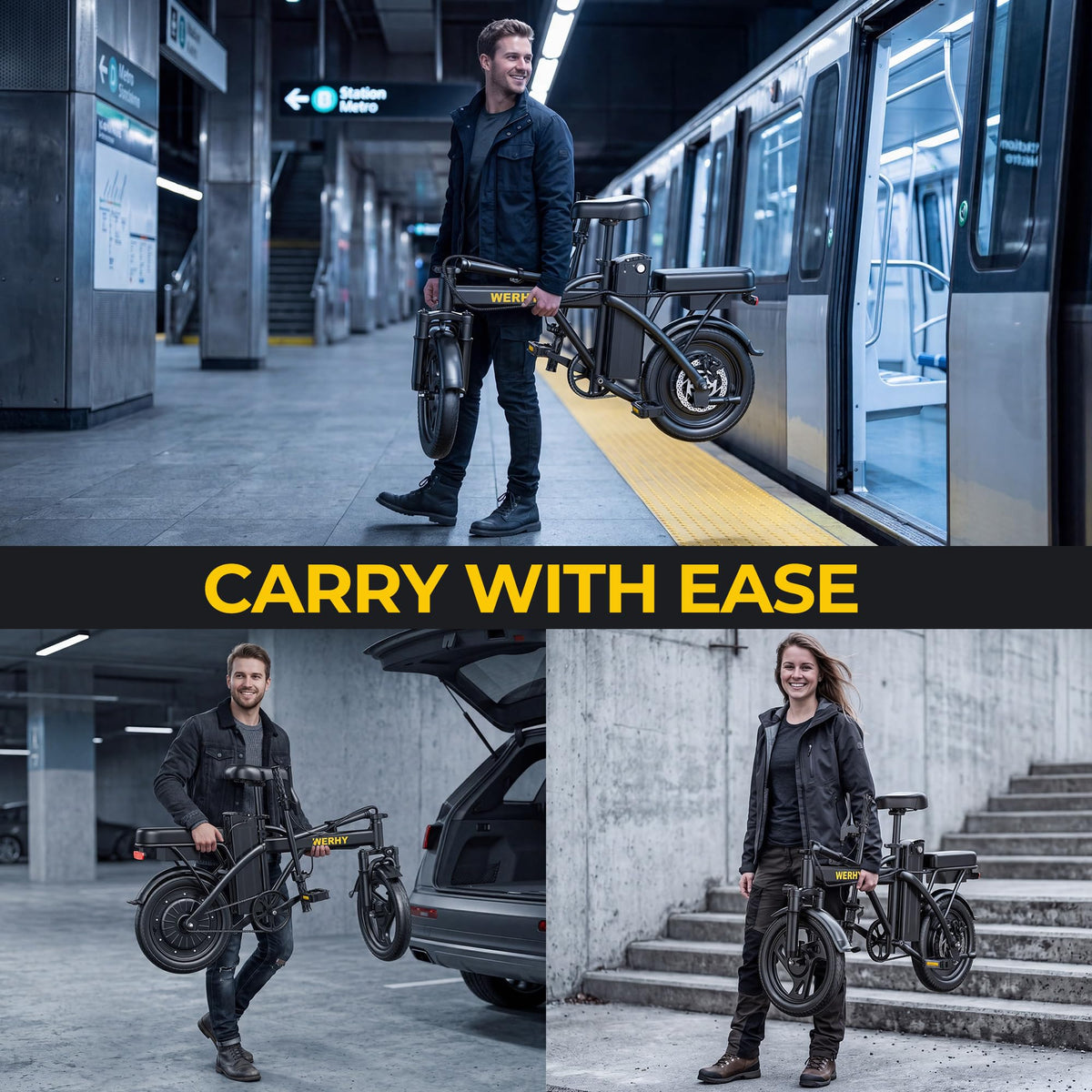 Electric Bike for Adults 750W Peak Motor 20 MPH Folding Ebike 14" Z416
