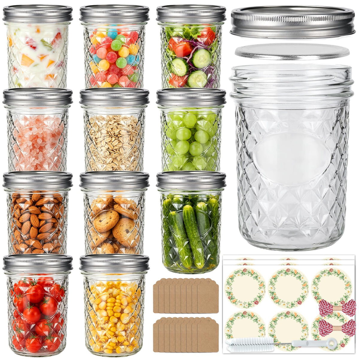 16oz Wide Mouth Mason Jars with Airtight Lids X1696