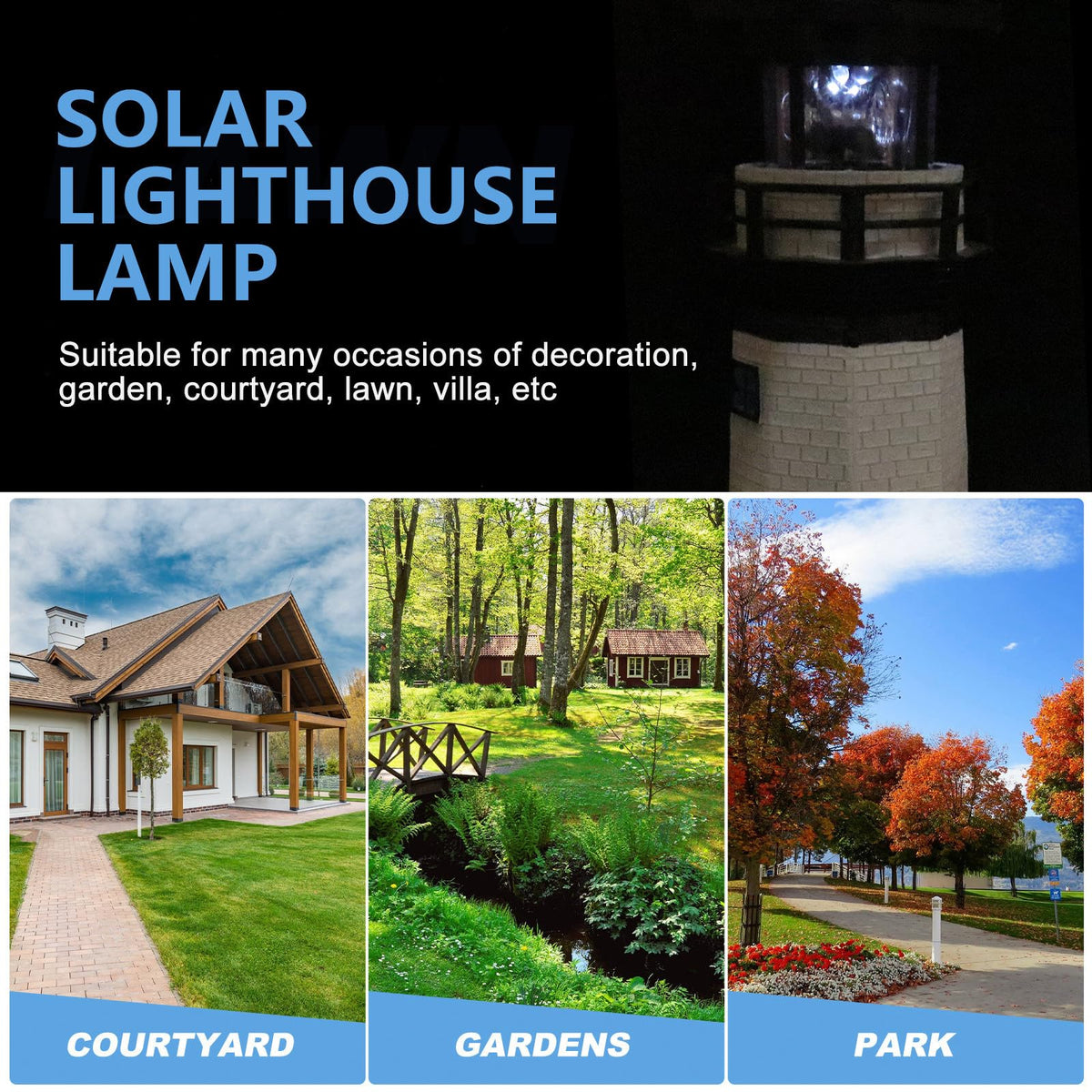 Solar Powered Resin Lighthouse Garden Decor V2147