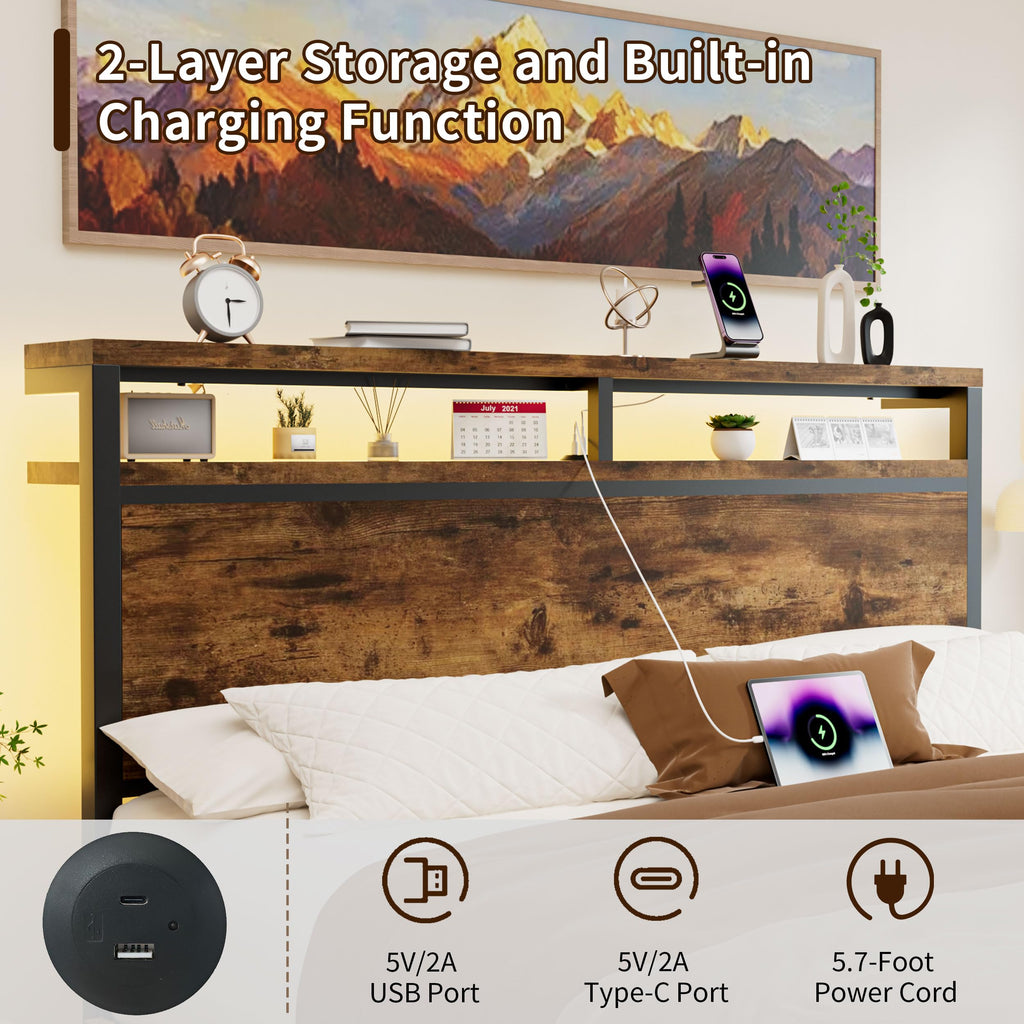 Full Bed Frame with 4 Storage Drawers Y10687