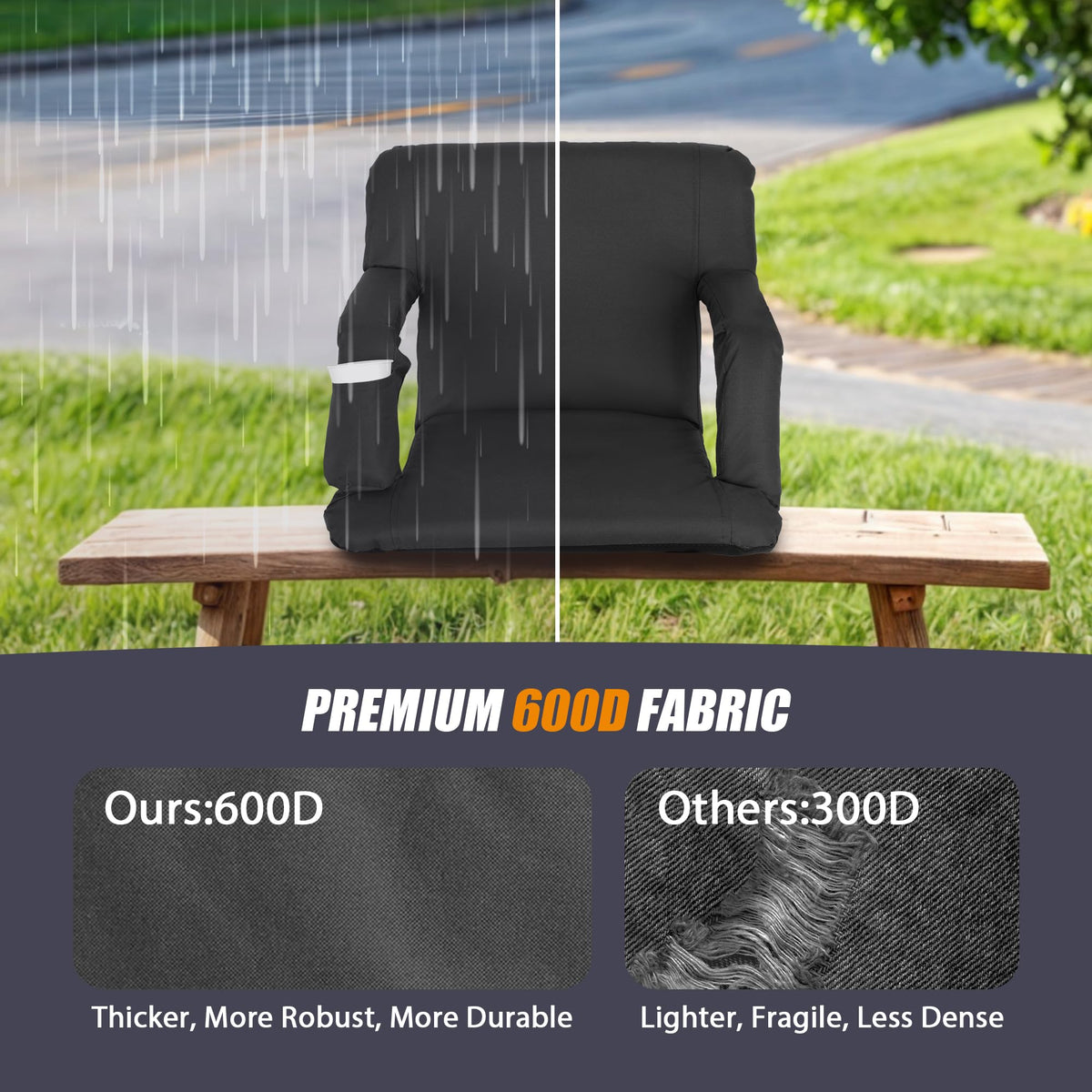 20.5"/25" Wide Padded Stadium Seat with Back Support P7322