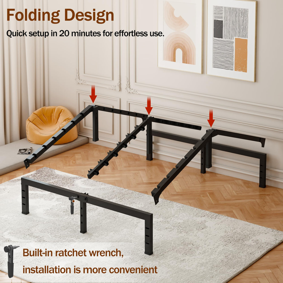 16 Inch Heavy Duty Metal Platform Bed Frame Full Size P136