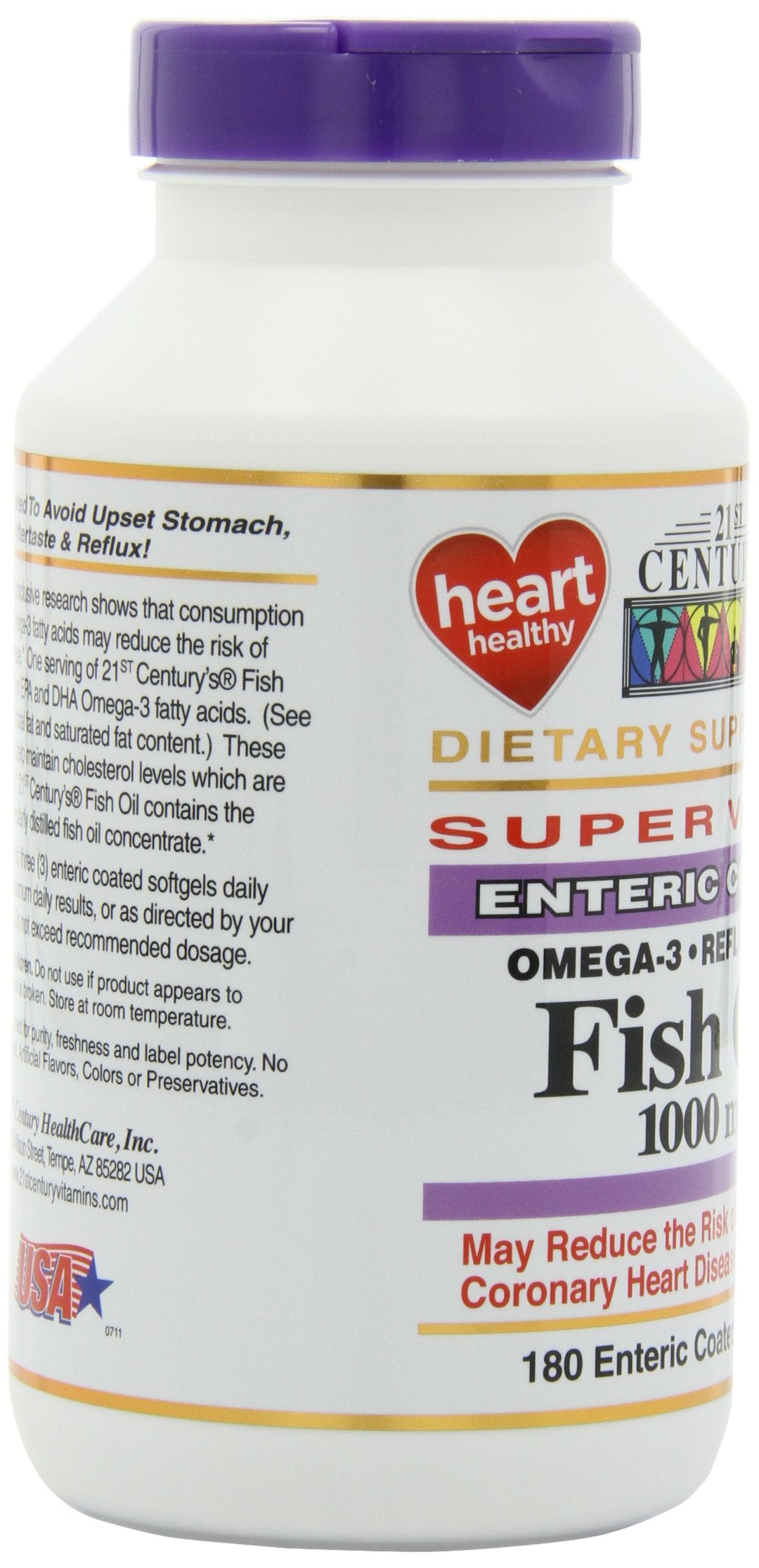Fish Oil 1000 mg Enteric Coated Softgels 180-Count Pack of 2 U5848