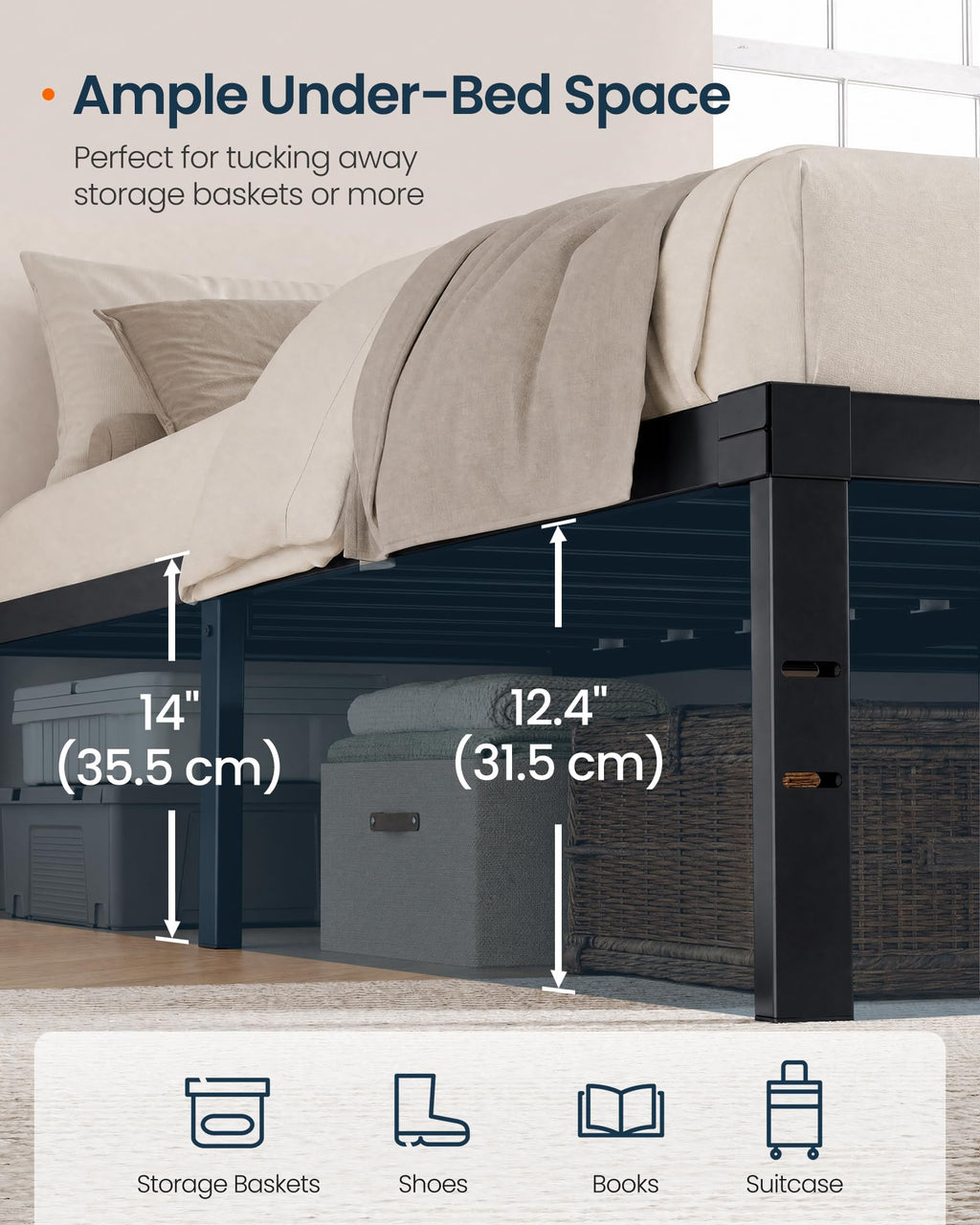 Queen Size 14 Inch Metal Platform Bed Frame P8871