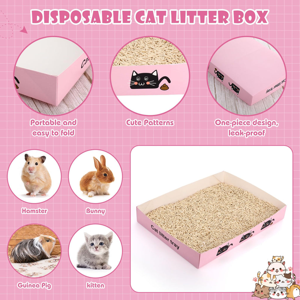 60 Pcs Disposable Cat Litter Boxes with Scoops J5904