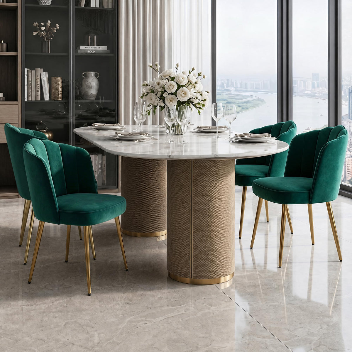 Velvet Dining Chairs Set of 2 Green K38297