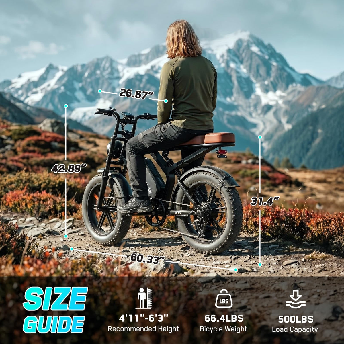 Electric Bike 48V 15 Ah Battery 2000W Peak Motor 28MPH V621354