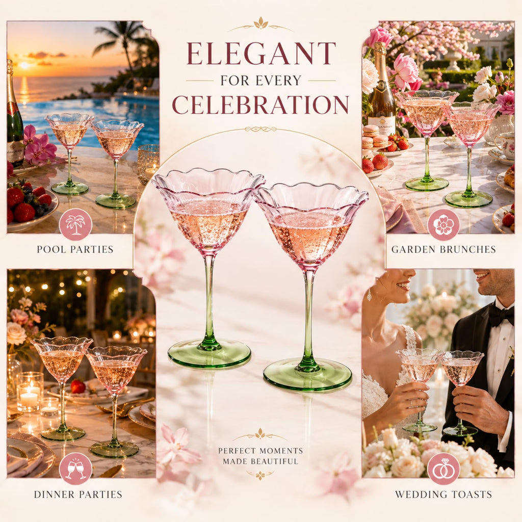 Pink Tulip Flower Cocktail Glasses 2 Set F564750