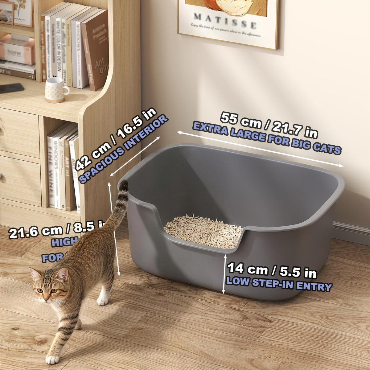 Large High Sides Cat Litter Box D532