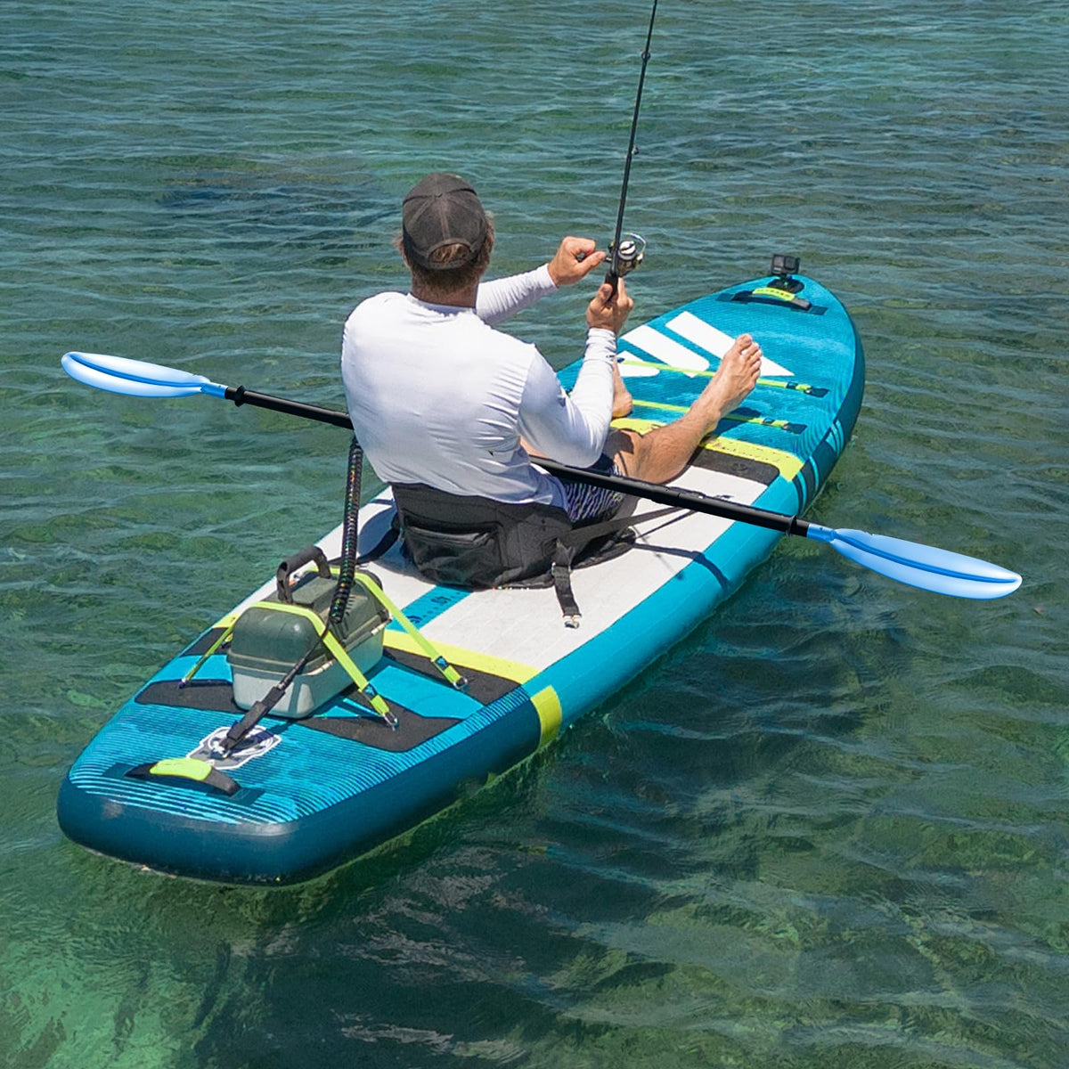 Adjustable Lightweight Floating Kayak Paddle with Safety Rope W5087