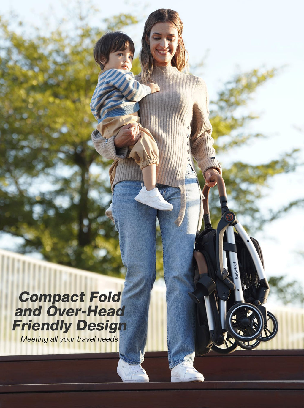 Lightweight Self-Folding Baby Stroller with Canopy and Cup Holder Q4627