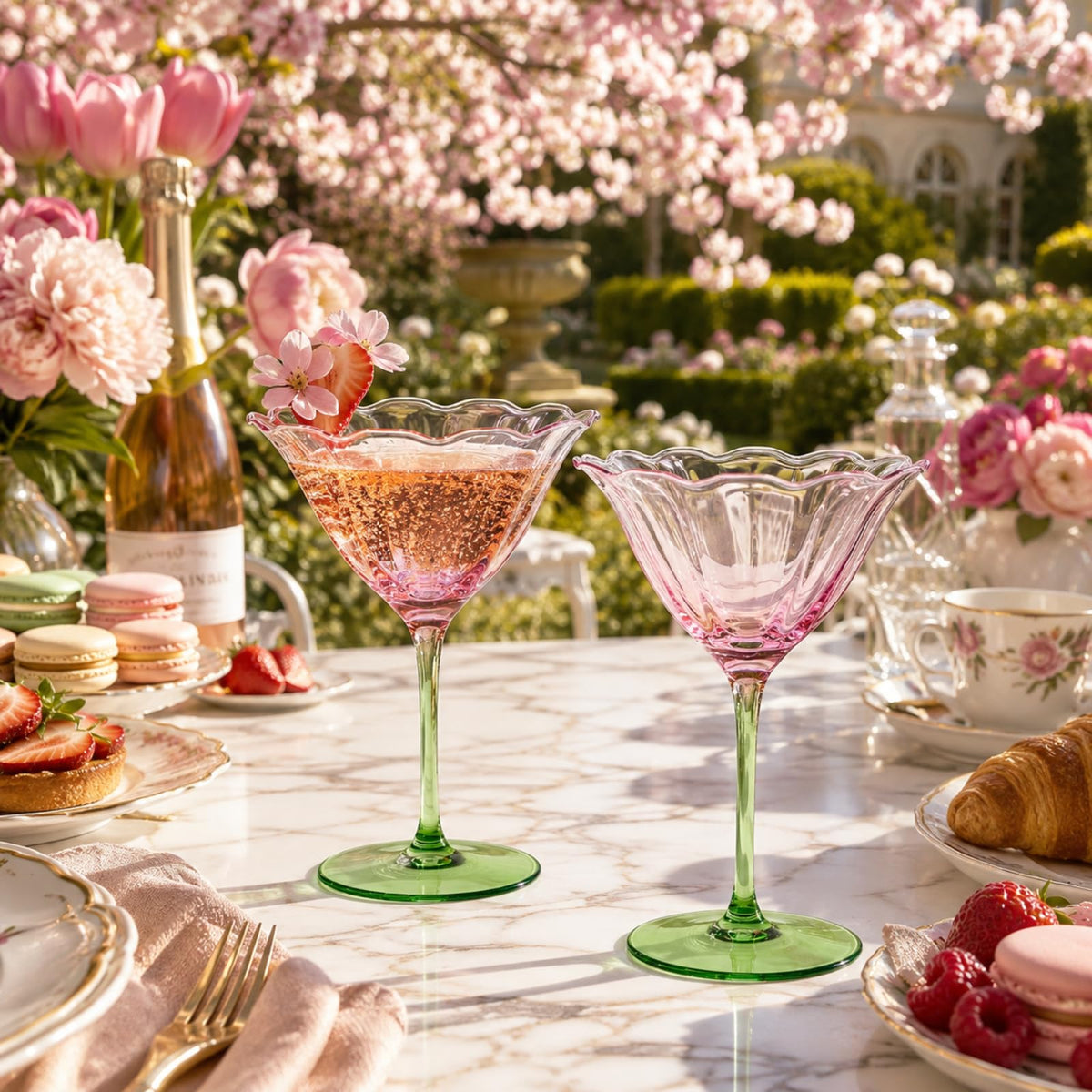 Pink Tulip Flower Cocktail Glasses 2 Set F564750