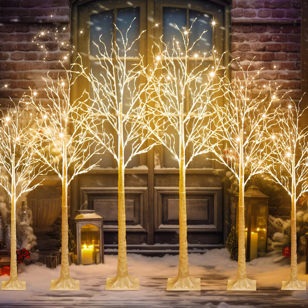 6 Pcs Lighted Birch Tree O1382