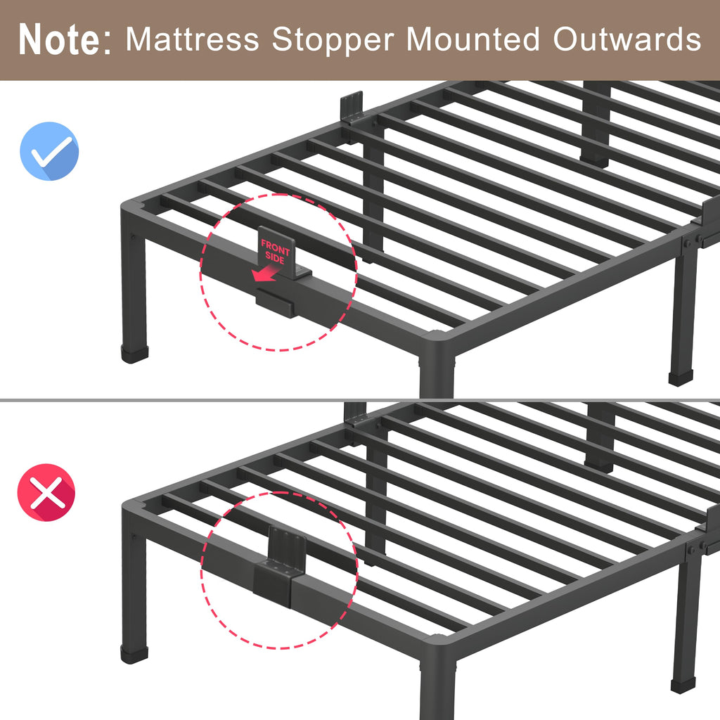 18 Inch Queen Bed Frame with Rounded Corner V157