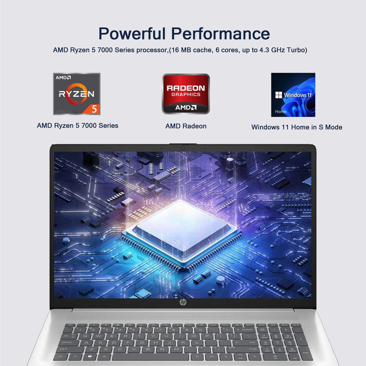 17.3" FHD Laptop, 16GB RAM, 1TB SSD, AMD Ryzen 5, Windows 11 Home, Silver S265437