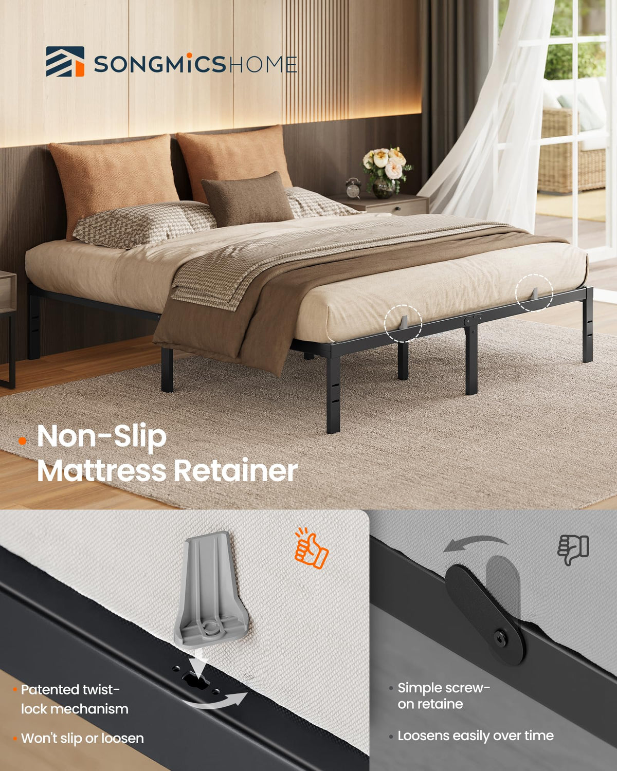 Queen Size 14 Inch Metal Platform Bed Frame P8871