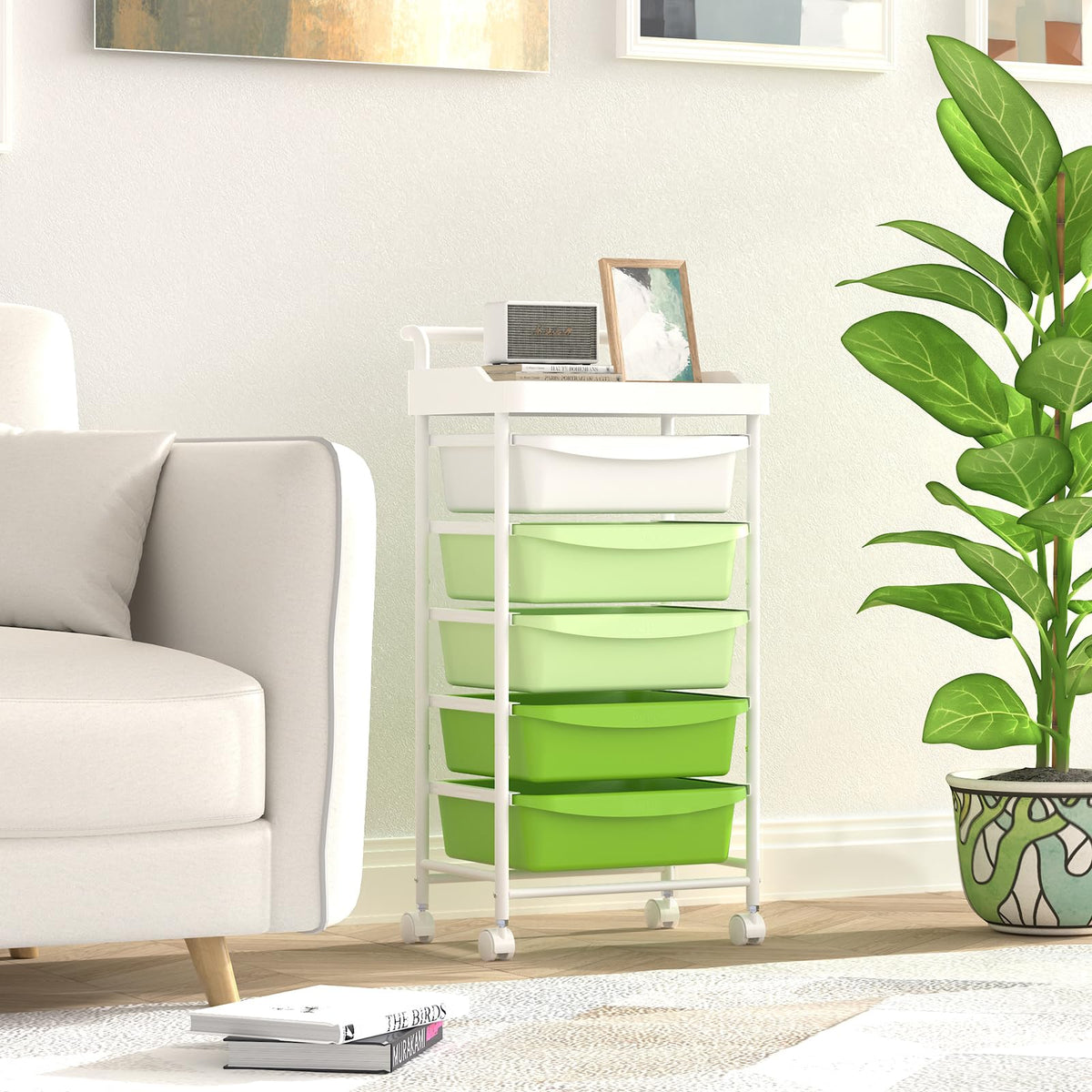 5 Drawers Plastic Rolling Storage Cart with Wheels R887