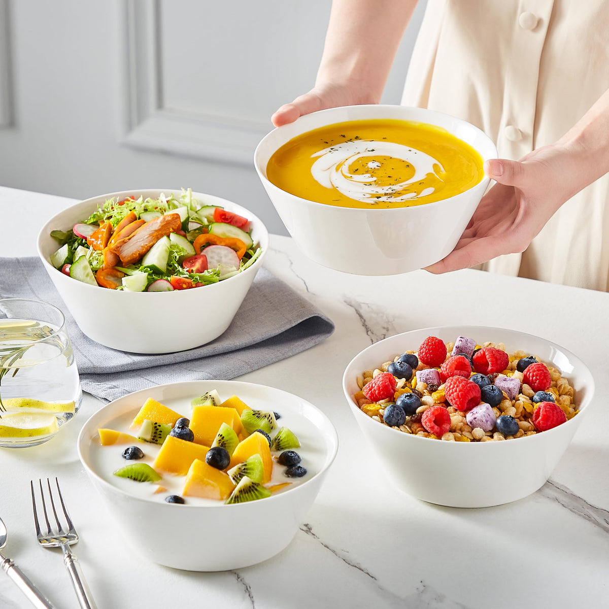 35 OZ Soup Bowls Set of 4 and 24 OZ Cereal Bowls Set of 6 S503915