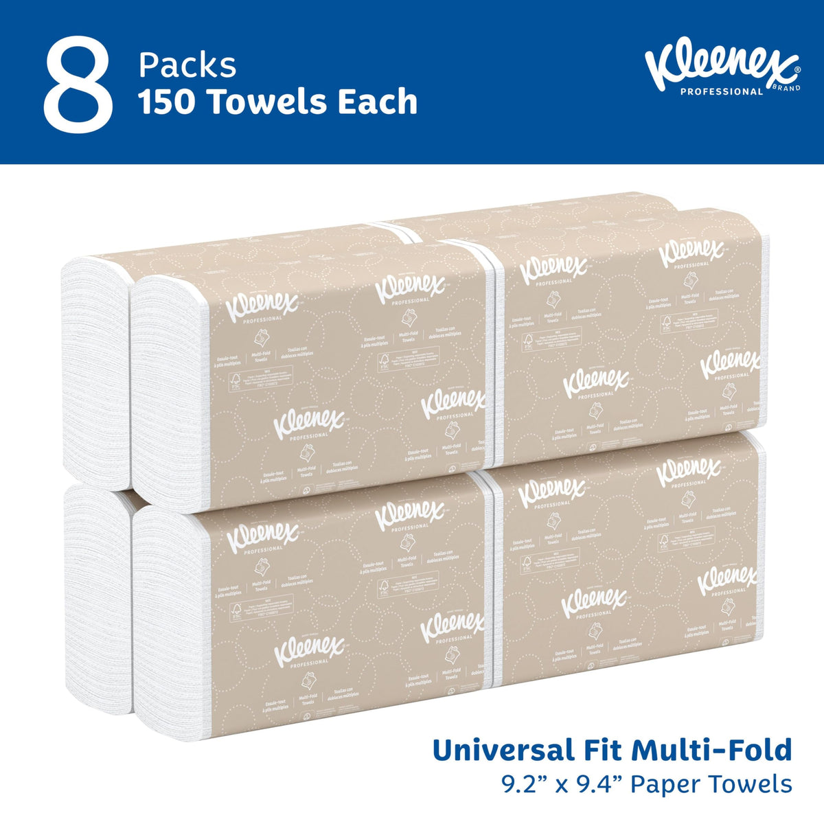 Multifold Paper Towels, 8 x 150 Sheets J12034