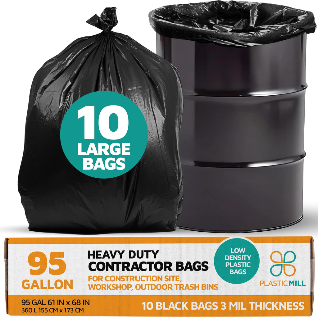 95-Gallon Black Heavy Duty Contractor Bags 10-Count T596