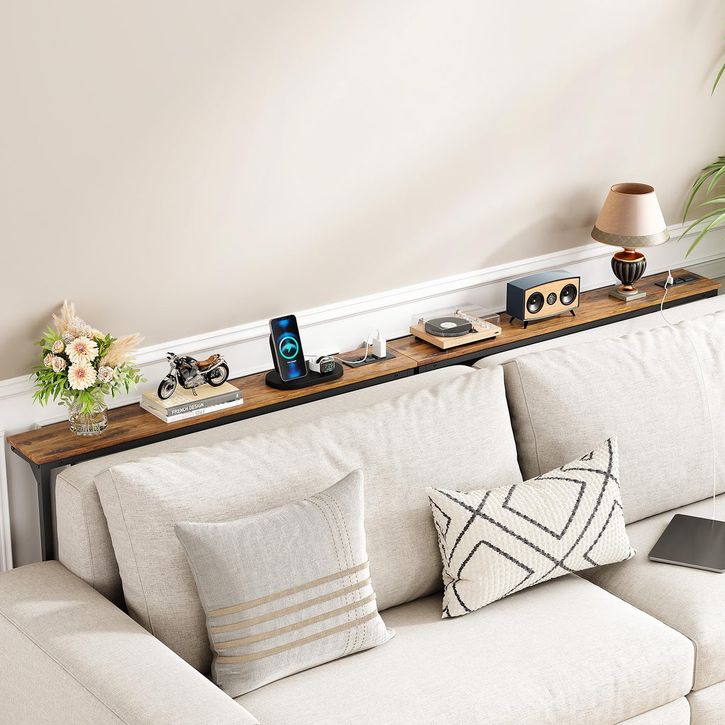 2-Pack Narrow Console Table with Adjustable Height and 2 Power Outlets Q730808