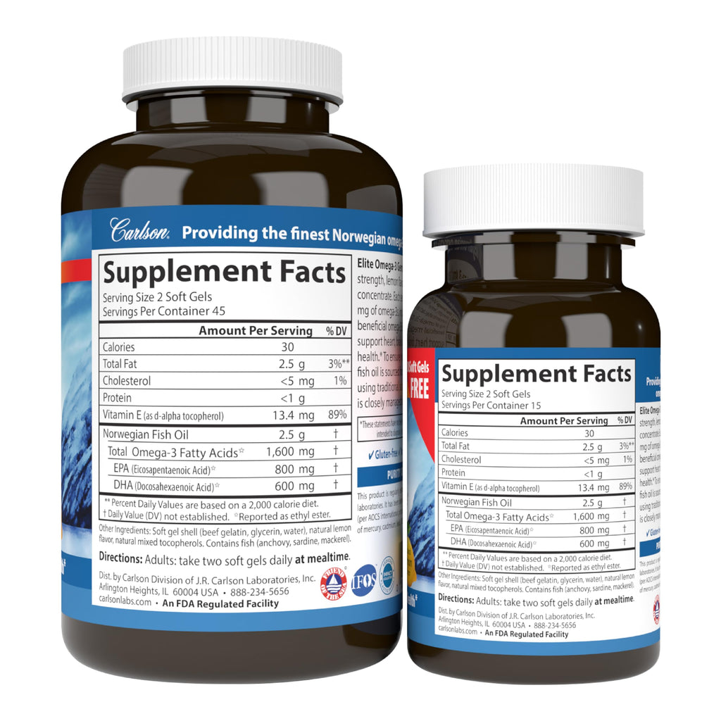 Omega-3 Fish Oil 1600 mg Lemon 90 Softgels V443