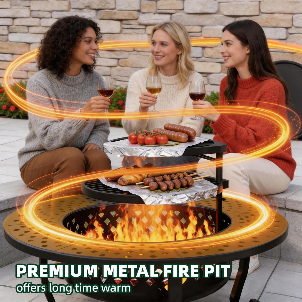 43 Inch Wood Burning Fire Pit with Lid L908