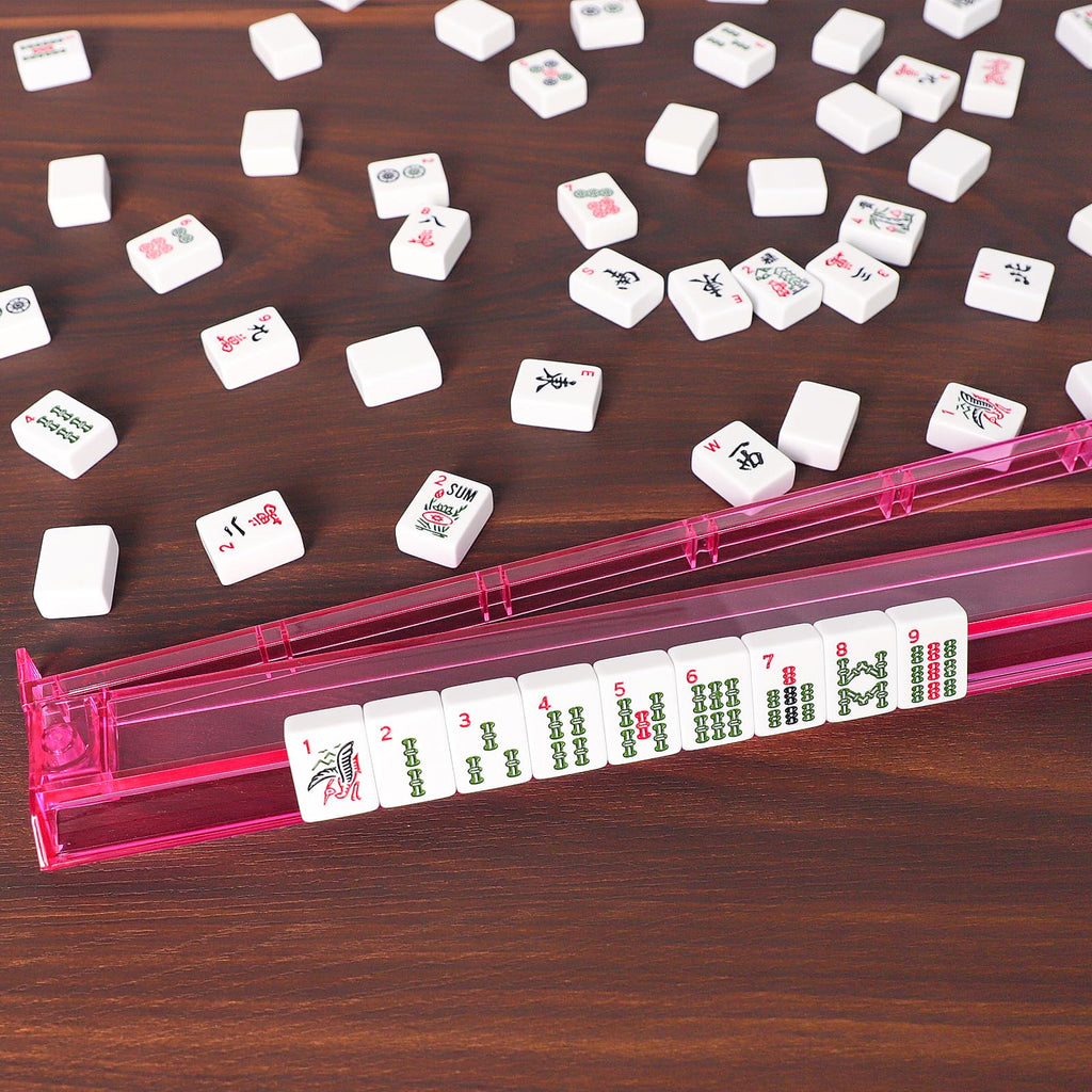 American Mahjong Set 166 White Tiles with Red Bag and Racks E45748