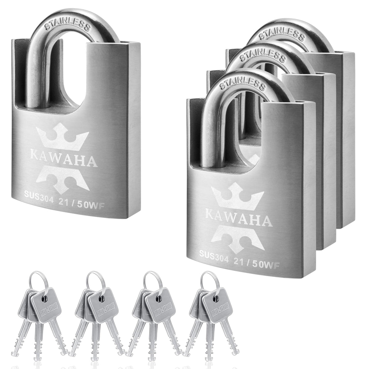 Stainless Steel Shrouded Padlock 4 Pack L541