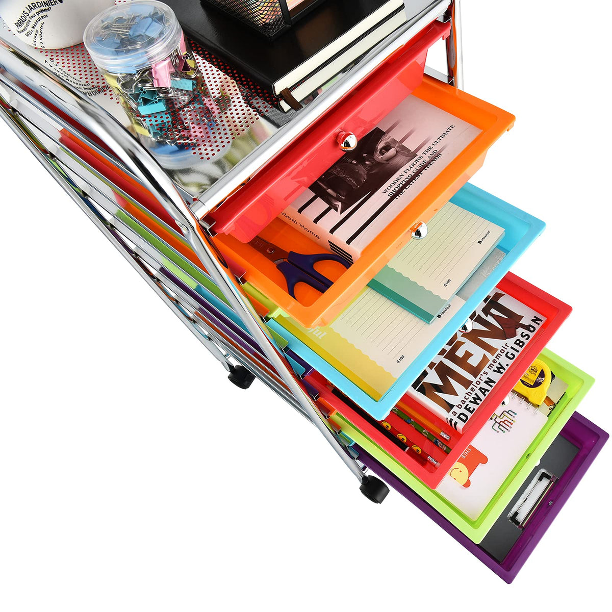 10 Drawer Multicolor Alloy Steel Storage Cart V3669