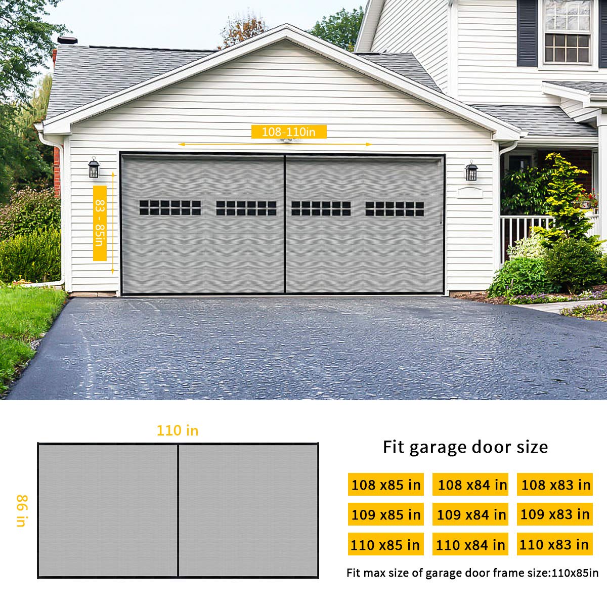 9x7FT Fiberglass Magnetic Garage Door Screen V9187