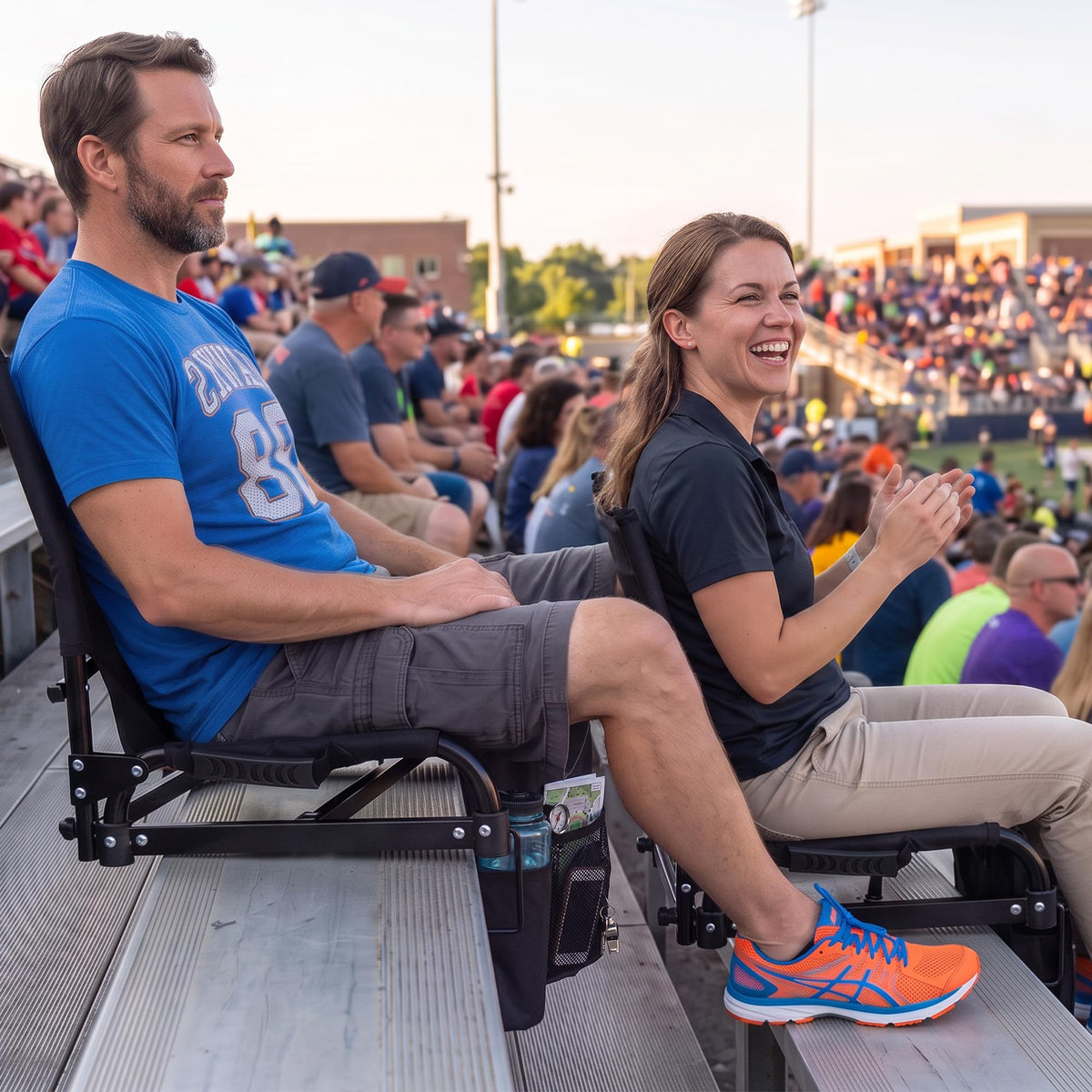 2-Pack Padded Folding Stadium Chairs with Back Support and Armrests G960