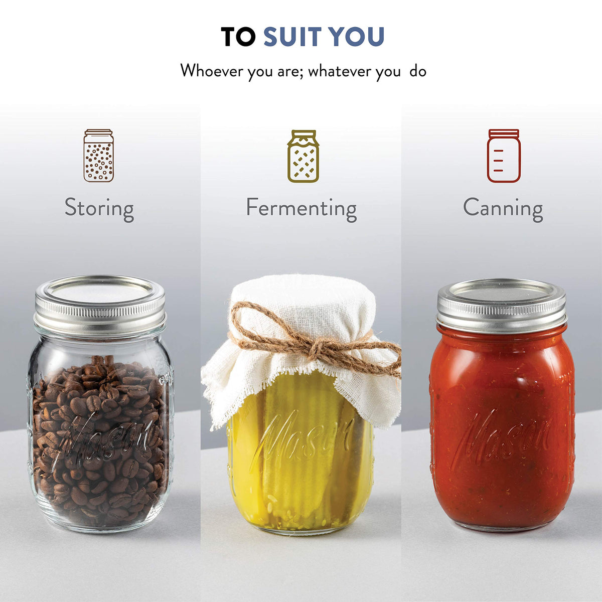 16 oz 12-Pack Regular Mouth Glass Jars with Lid & Seal Bands J9943