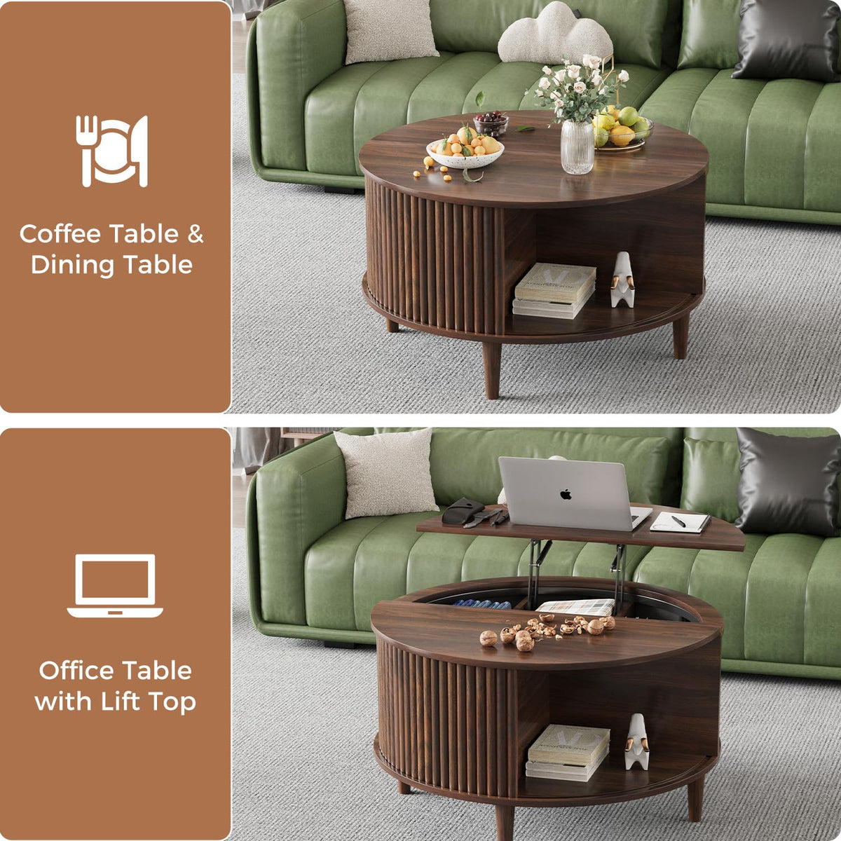 Round Lift Top Coffee Table with Storage C93942