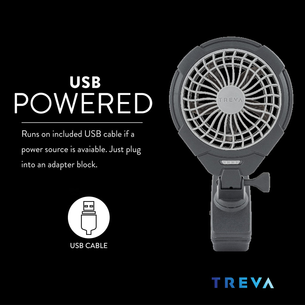 Battery USB Powered Clip on Fan 2-Speed Gray W32456