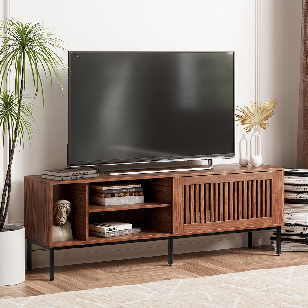 Farmhouse TV Stand for 65-70 Inch TVs with Sliding Barn Door S7387