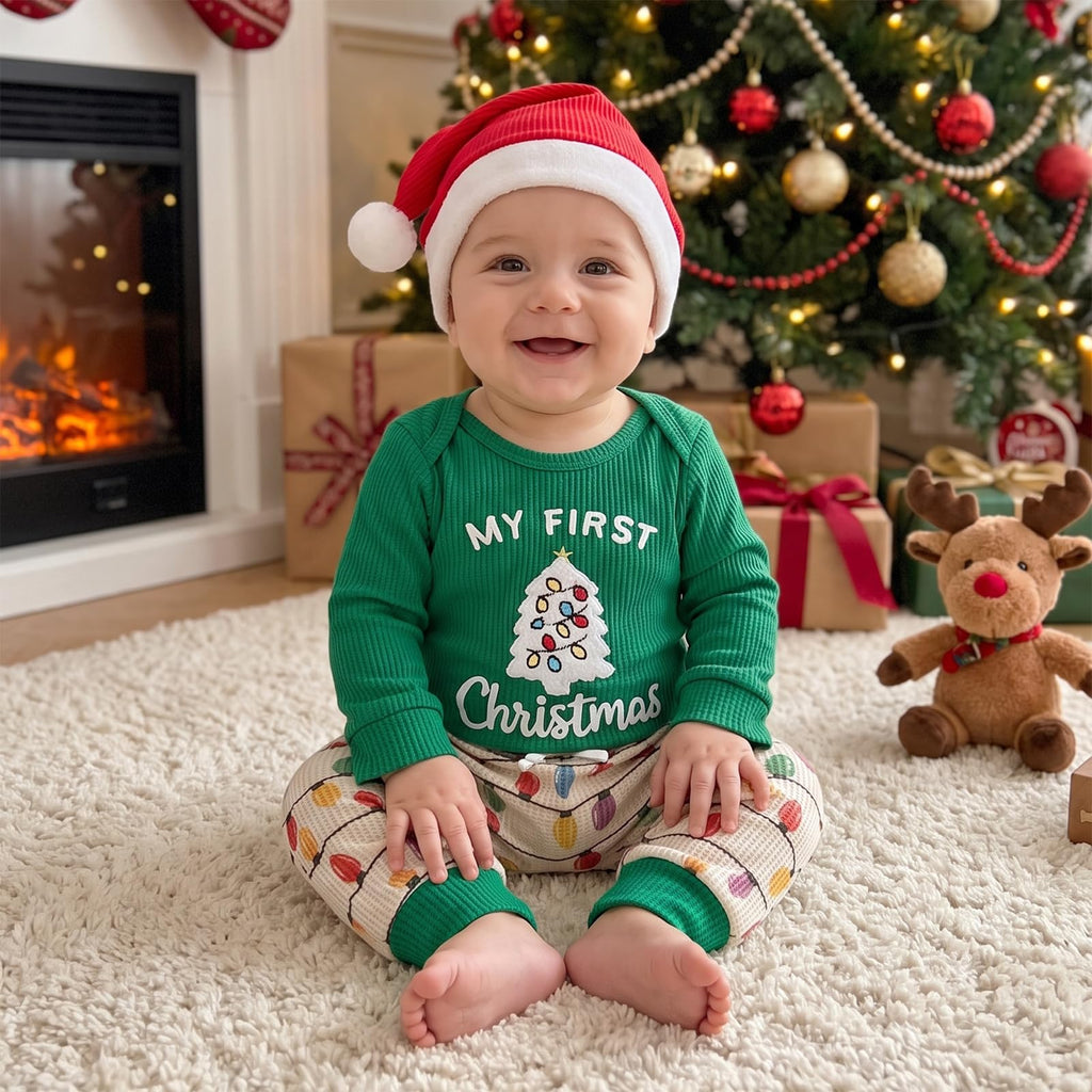Baby Boy Christmas Outfit Romper Pants Hat T121342