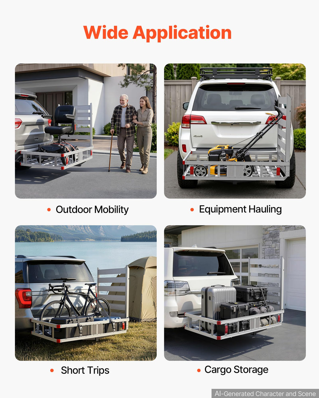 500LBS Aluminum Hitch Wheelchair Carrier with Folding Ramp K1113