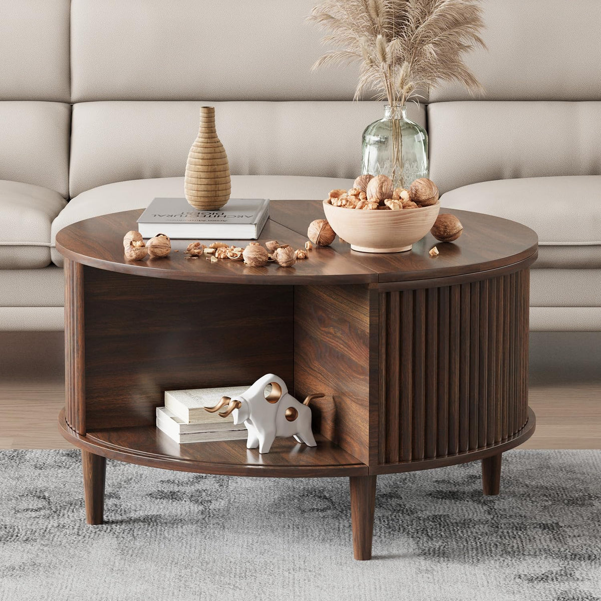 Round Lift Top Coffee Table with Storage C93942
